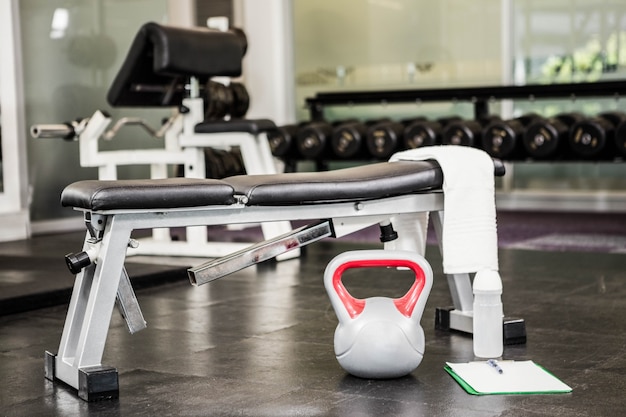 Photo bench and kettlebell in the gym