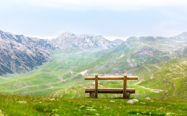 Bench in mountains