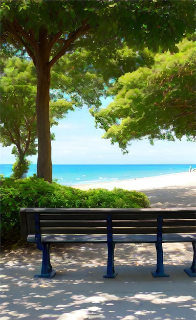 Bench near the sea beach and a beautiful tourism spot