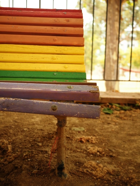 Bench painted in Rainbow lgtbiq pride colors