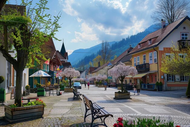 Bench Positioned in the Middle of a Street