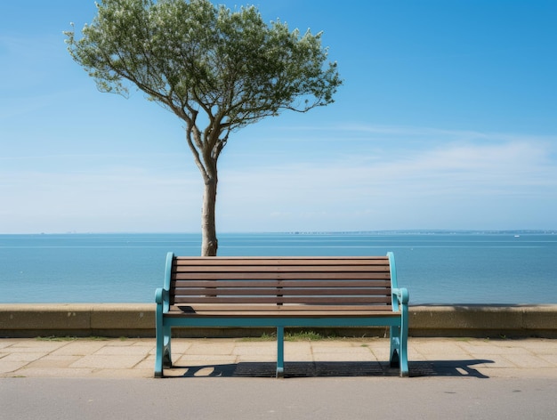 Foto una panchina seduta di fronte a un albero