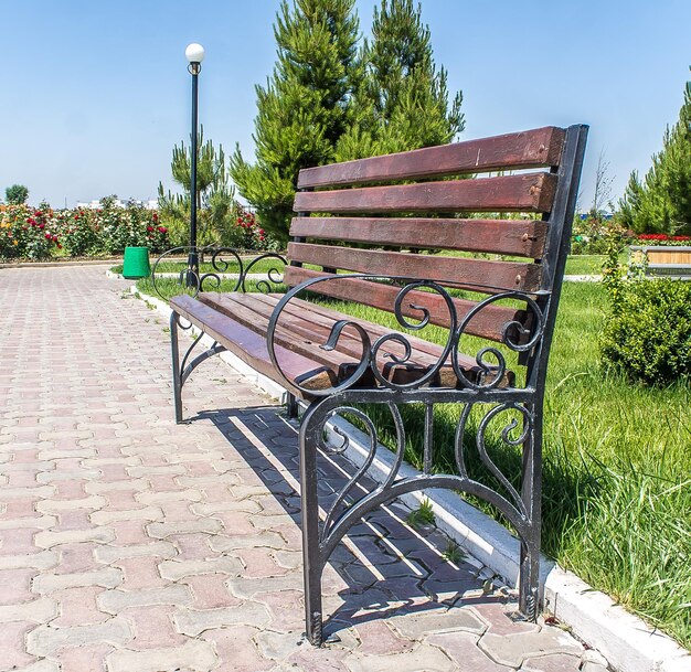 Photo bench in the town square