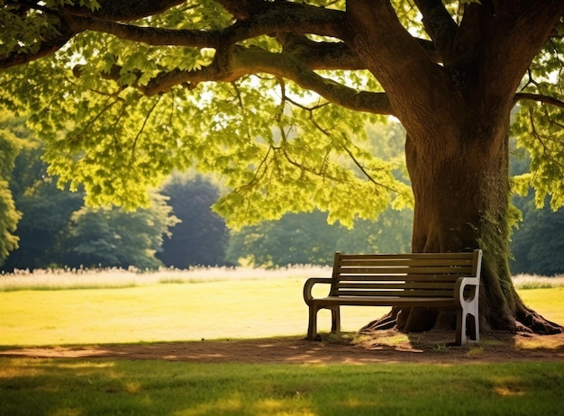 Bench under a tree in sydney park