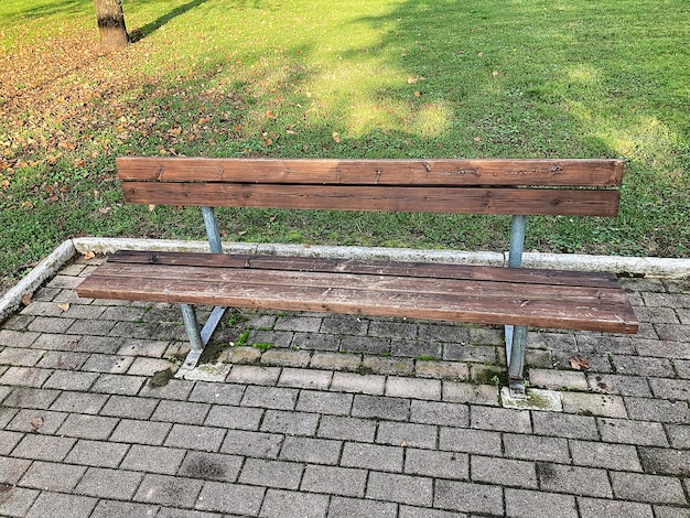 Bench or wooden bench in the park, in the city, in the mountains, by the sea or in the countryside