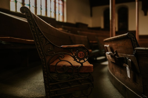 Benches in auditorium