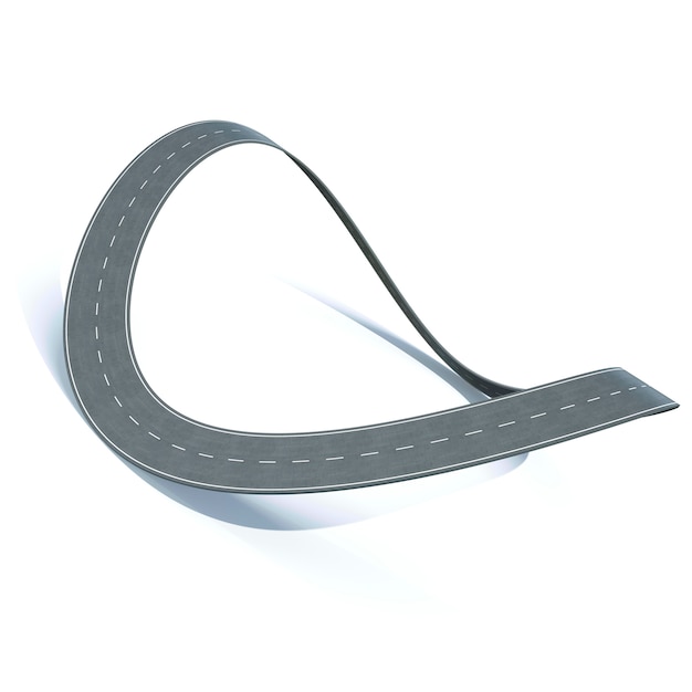 Bending loop highway on a white.