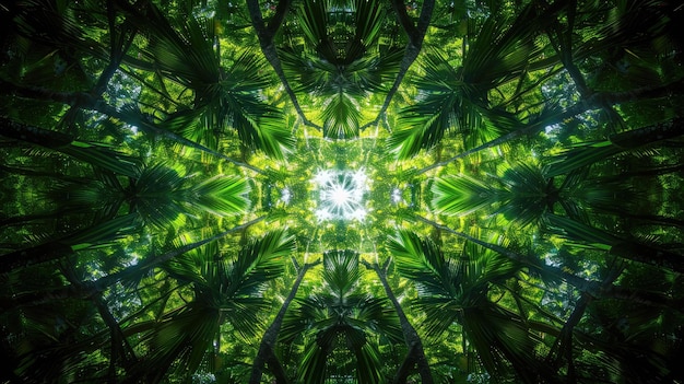 Beneath the rainforest canopy experience a kaleidoscope of green tones with sunlight piercing