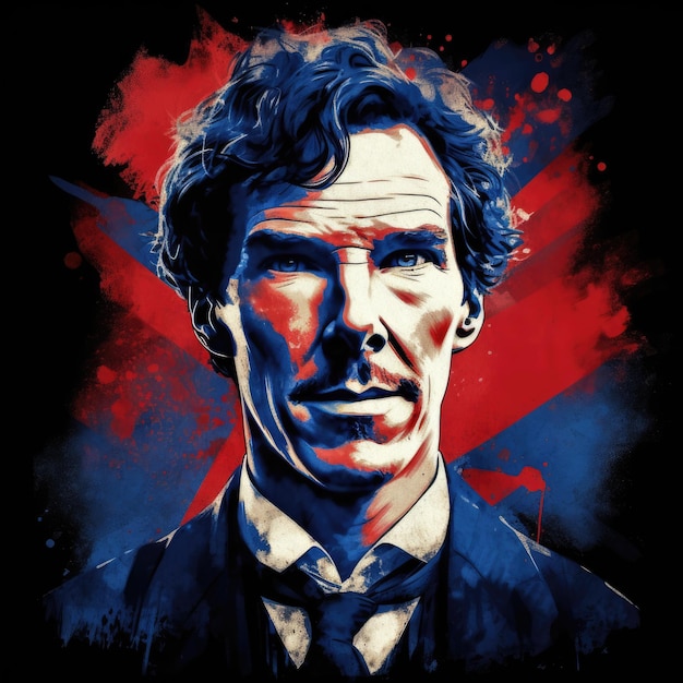 Benedict Cumberbatch tshirt ontwerp aquarel splash illustratie ontwerp tattoo print vector Engeland