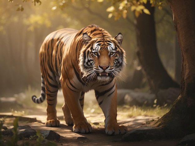 Bengaalse tijger staren agressie in de ogen majestueuze schoonheid in de natuur