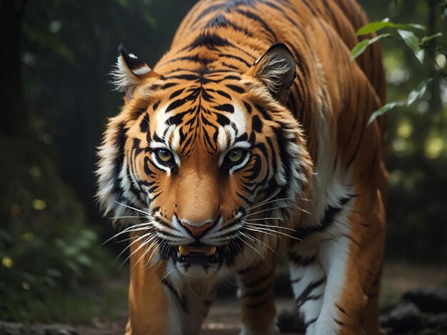 Bengaalse tijger staren agressie in de ogen majestueuze schoonheid in de natuur