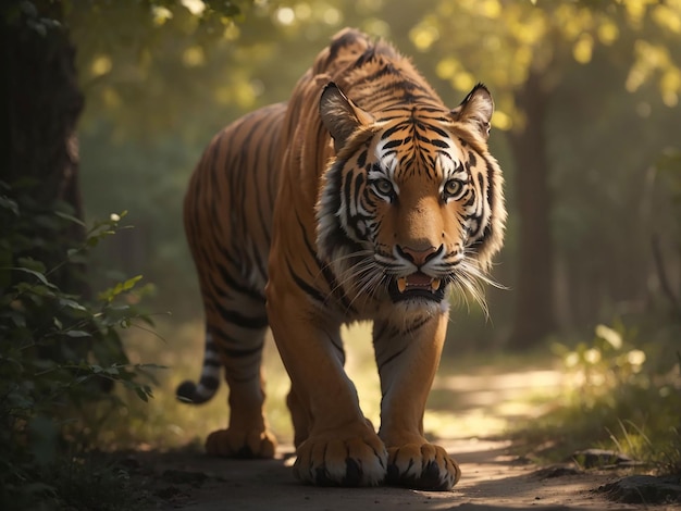 Bengaalse tijger staren agressie in de ogen majestueuze schoonheid in de natuur