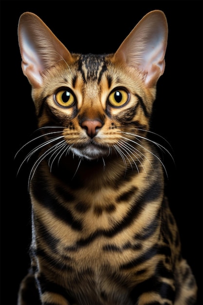 Bengal Cat on black background generated by AI