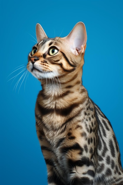 Bengal cat on blue background