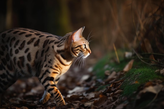 Bengal cat forest pet Generate Ai