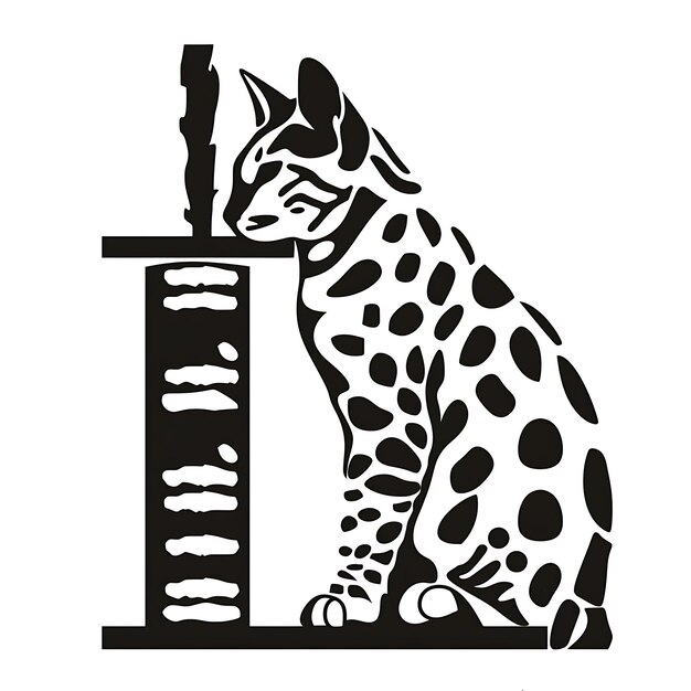 Photo bengal cat icon exotic cat profile with a distinctive spotte concept idea design simple minimal art