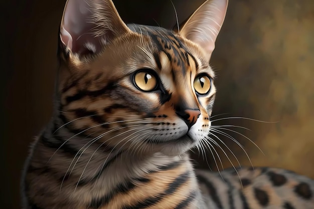 Bengal cat portrait Generative ai design