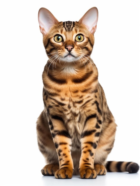 Bengal cat on white background looking at camera Studio Shot