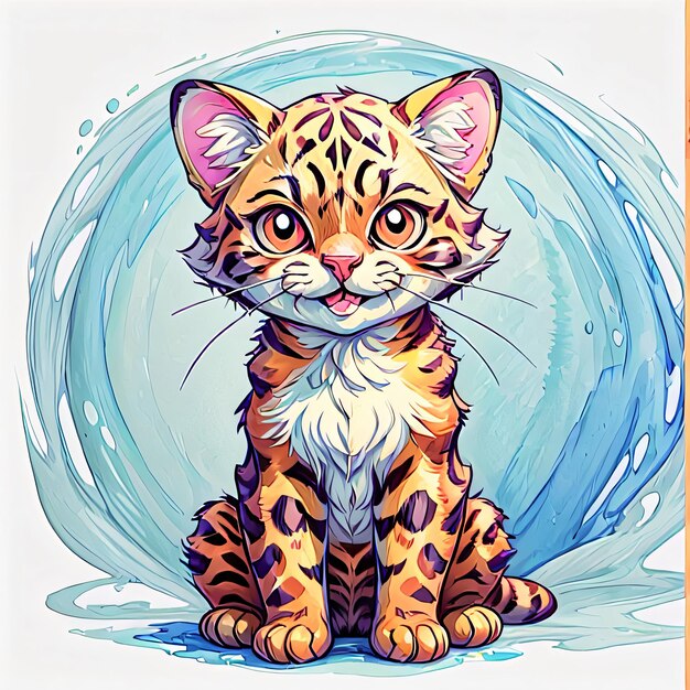 Bengal Cat with Splash Art Background