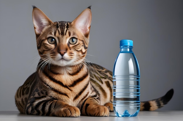 bengal cat with water cat health concept