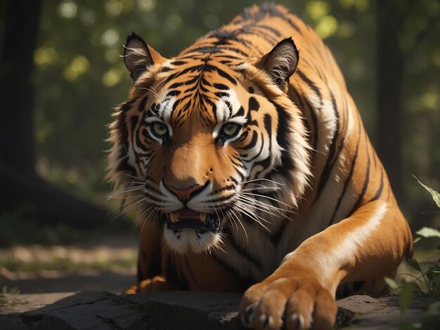 Bengal tiger staring aggression in eyes majestic beauty in nature