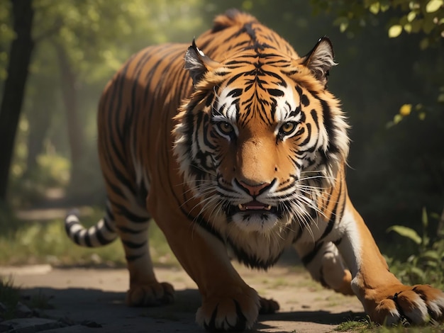 Bengal tiger staring aggression in eyes majestic beauty in nature