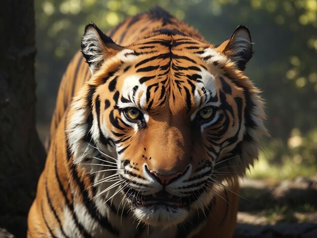 Bengal tiger staring aggression in eyes majestic beauty in nature