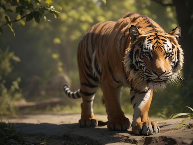 Bengal tiger staring aggression in eyes majestic beauty in nature