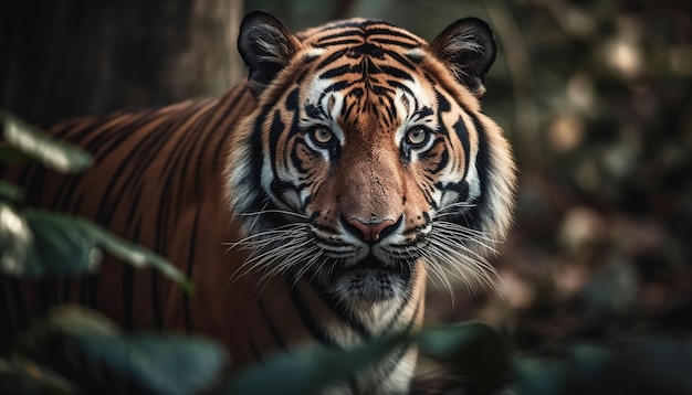 Bengal tiger staring majestic beauty in nature generated by AI