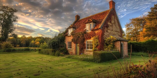 BEnglish countryside cottage in the autumn