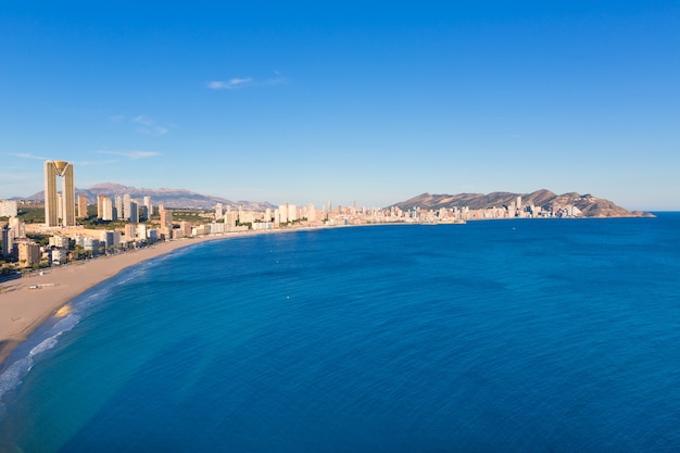 Benidorm alicante skyline aerial view of Poniente beach