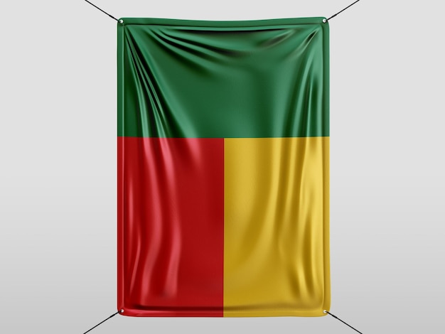 Бенин флаг 3D рендеринга Изолированный и белый фон