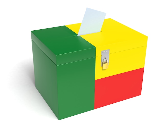 Benin Flag Ballot Box. 3D Rendering.