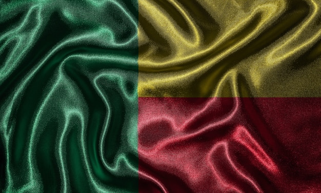 Benin flag - Fabric flag of Benin country, Background of waving flag by textile.