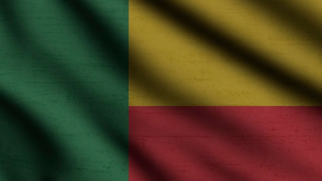 Benin flag waving in the wind with 3d style background