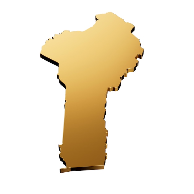 Benin gold map isolated on white background 3d illustration