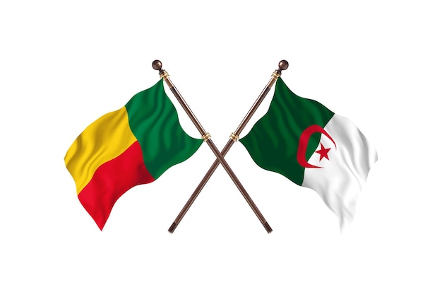 Benin versus Algeria Two Countries Flags Background