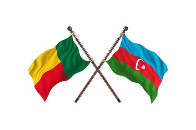 Benin versus Azerbaijan Two Countries Flags Background