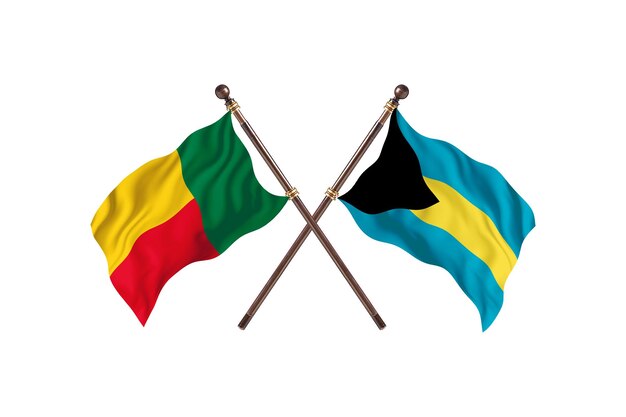 Benin versus Bahamas  Two Countries Flags Background