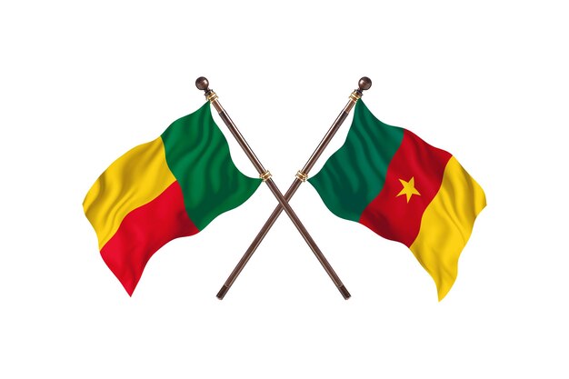 Benin versus Cameroon Two Countries Flags Background