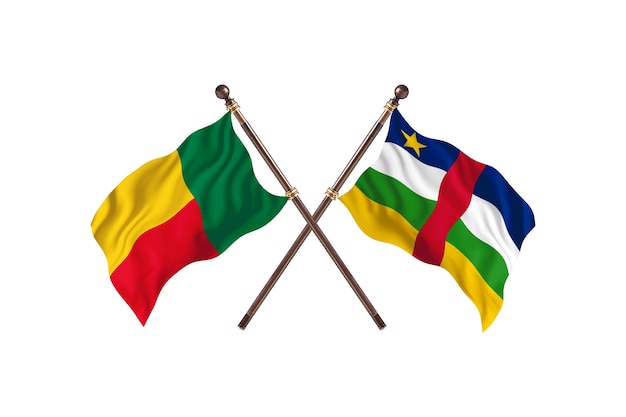 Benin versus Central African Republic Two Countries Flags Background