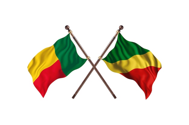 Benin versus Congo-republiek van de twee landen vlaggen achtergrond