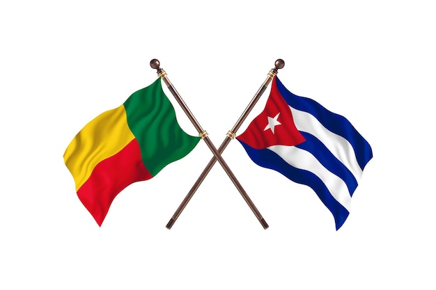 Benin versus Cuba Two Countries Flags Background