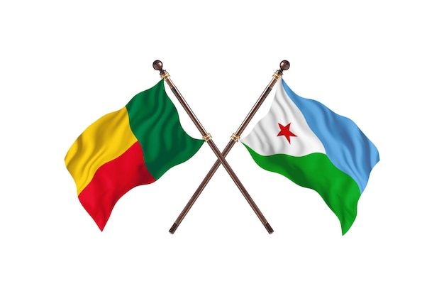 Benin versus Djibouti Two Countries Flags Background