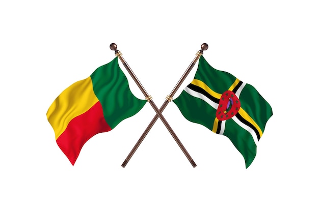 Benin versus Dominica Two Countries Flags Background