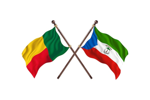 Benin versus Equatorial Guinea Two Countries Flags Background