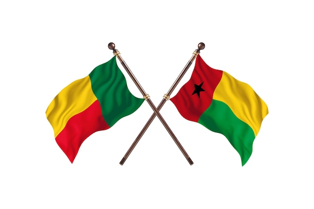 Benin versus Guinea Two Countries Flags Background