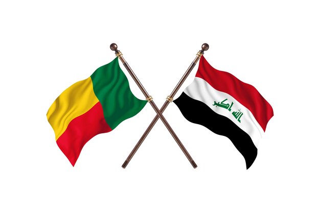 Benin versus Irak twee landen vlaggen achtergrond