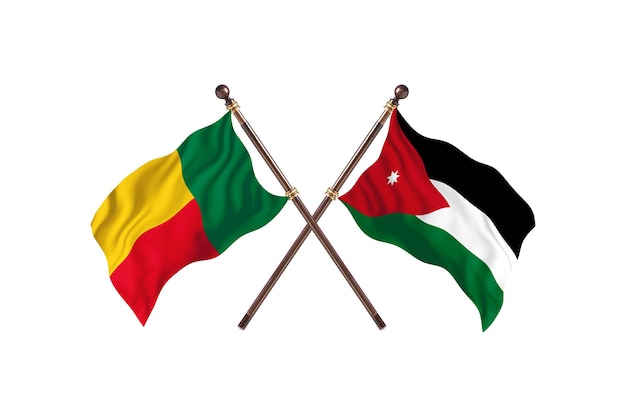 Benin versus Jordanië twee landen vlaggen achtergrond