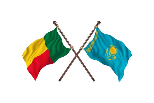 Benin versus Kazakhstan Two Countries Flags Background